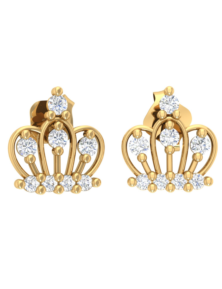 ZŁOTE KOLCZYKI KORONA Z CYRKONIAMI NA SZTYFT PR. 333