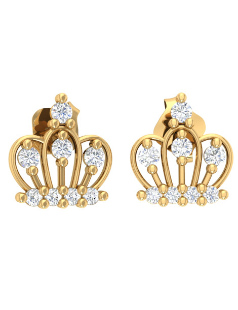 ZŁOTE KOLCZYKI KORONA Z CYRKONIAMI NA SZTYFT PR. 333