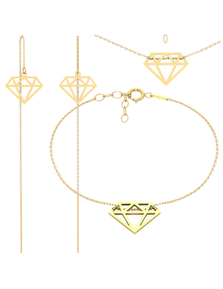 KOMPLET ZŁOTYCH CELEBRYTEK BRYLANTY DIAMENTY ZŁOTO 333