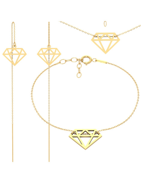 KOMPLET ZŁOTYCH CELEBRYTEK BRYLANTY DIAMENTY ZŁOTO 333