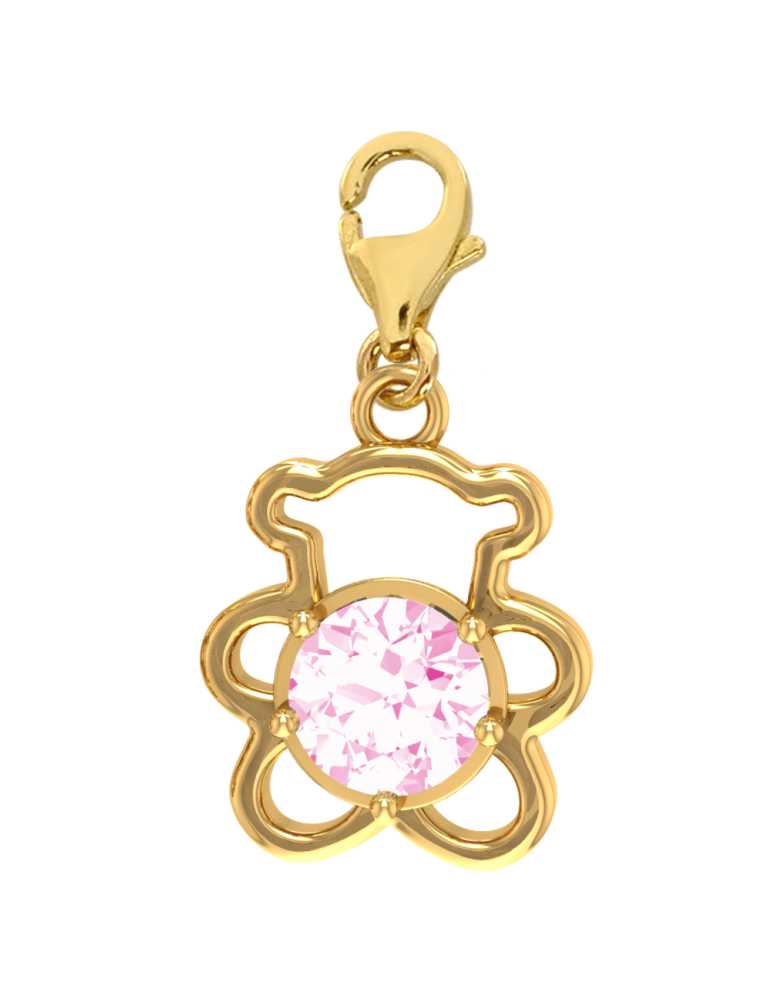 ZŁOTY CHARMS MIŚ Z CYRKONIAMI PR. 333 - RÓŻNE KOLORY