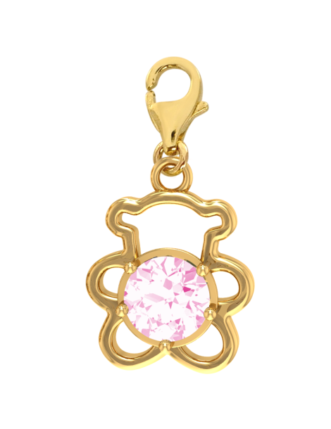 ZŁOTY CHARMS MIŚ Z CYRKONIAMI PR. 333 - RÓŻNE KOLORY