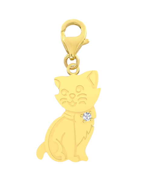 ZŁOTY CHARMS KOT Z CYRKONIĄ PR. 333