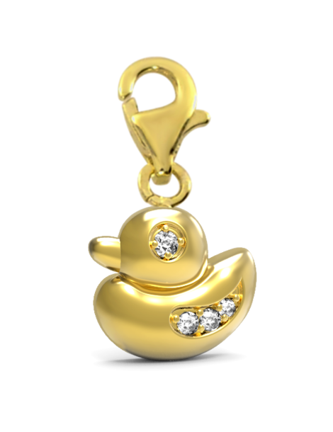 ZŁOTY CHARMS KACZUSZKA Z CYRKONIAMI PR. 585