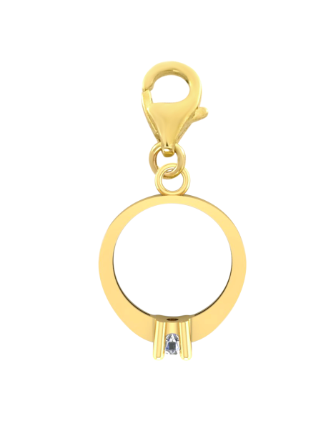 ZŁOTY CHARMS PIERŚCIONEK Z CYRKONIĄ PR. 585