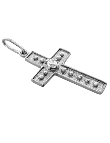 SREBRNY KRZYŻYK OZDOBNY Z CYRKONIĄ PR. 925 - RÓŻNE KOLORY