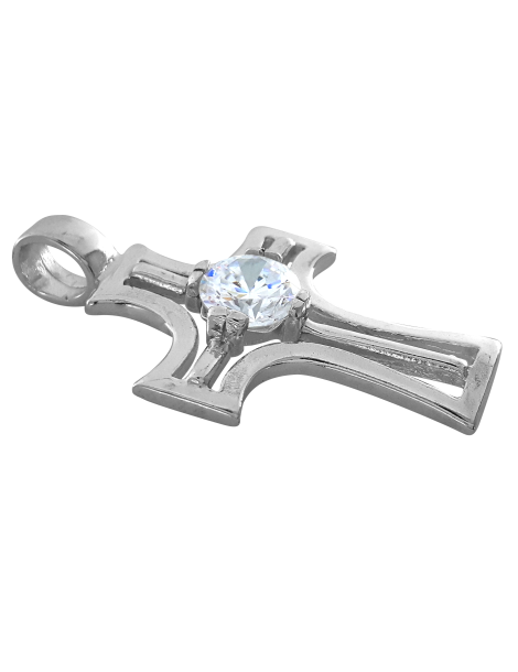 SREBRNY KRZYŻ OZDOBNY Z DUŻĄ CYRKONIĄ PR. 925