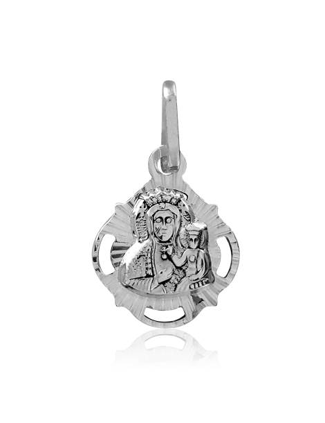 SREBRNY MEDALIK Z MATKĄ BOSKĄ CZĘSTOCHOWSKĄ DIAMENTOWANY PR. 925