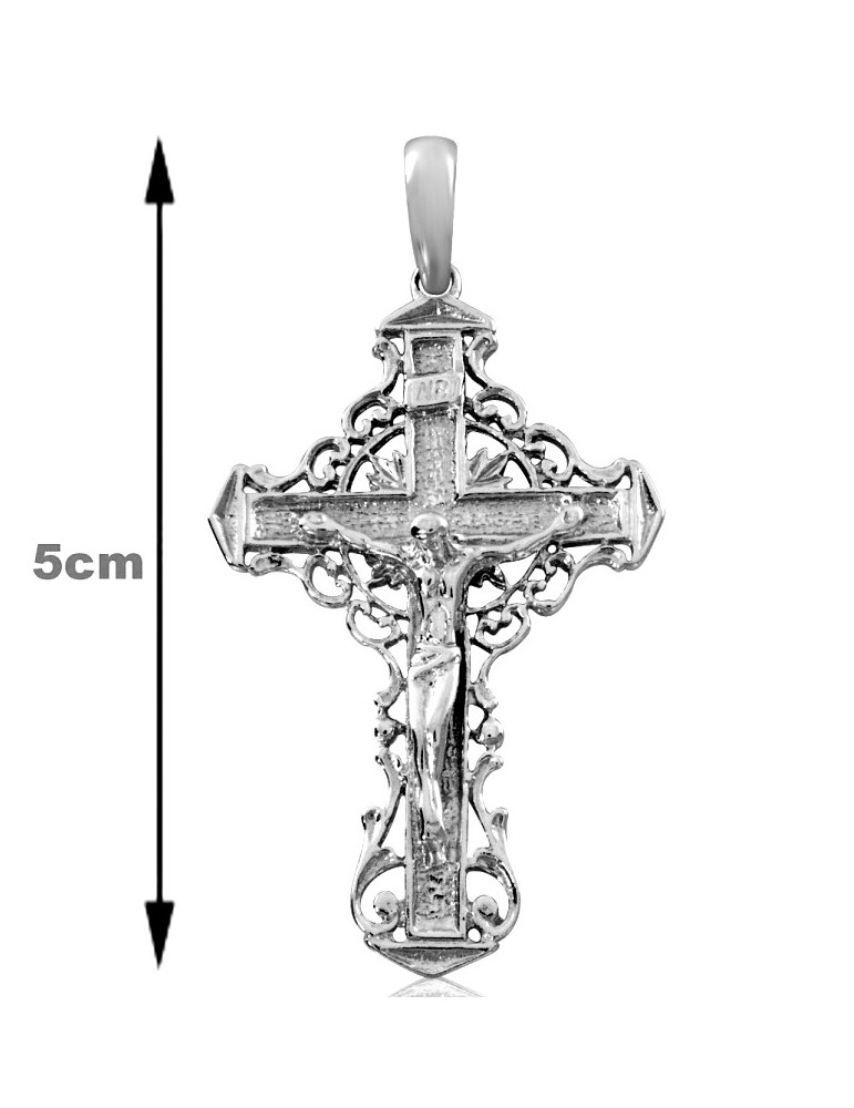 SREBRNY KRZYŻ Z UKRZYŻOWANYM JEZUSEM PR. 925 + GRAWER GRATIS!
