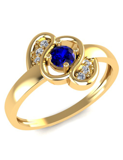 ZŁOTY PIERŚCIONEK ZARĘCZYNOWY Z SZAFIREM PR. 585