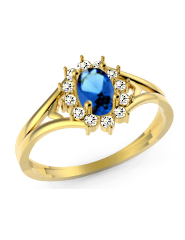 ZŁOTY PIERŚCIONEK ZARĘCZYNOWY Z SZAFIREM PR. 585