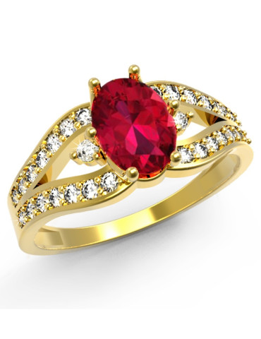 ZŁOTY PIERŚCIONEK ZARĘCZYNOWY Z RUBINEM PR. 585