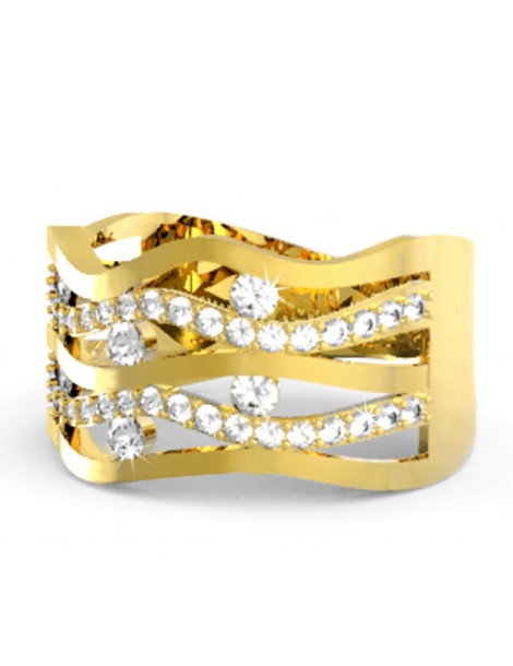 SZEROKI PIERŚCIONEK ZARĘCZYNOWY FALE ZE ZŁOTA PRÓBY 585