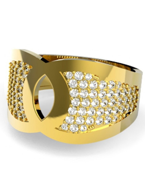 SZEROKI PIERŚCIONEK ZARĘCZYNOWY ZE ZŁOTA PRÓBY 585