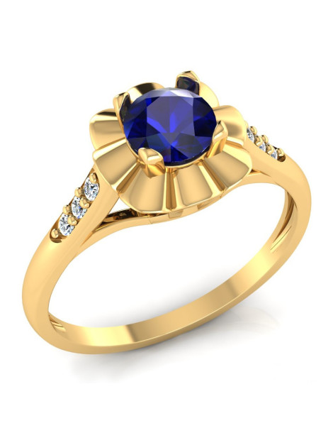 ZŁOTY PIERŚCIONEK ZARĘCZYNOWY Z SZAFIREM PR. 585