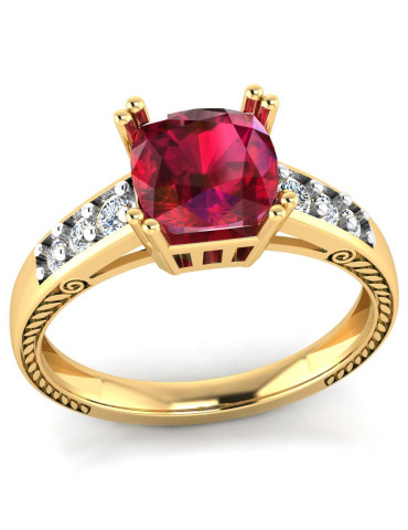 ZŁOTY PIERŚCIONEK ZARĘCZYNOWY Z RUBINEM PR. 585