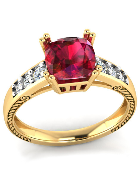 ZŁOTY PIERŚCIONEK ZARĘCZYNOWY Z RUBINEM PR. 585