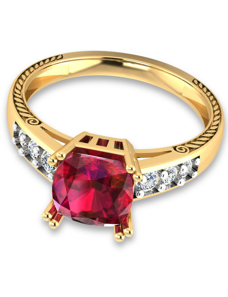 ZŁOTY PIERŚCIONEK ZARĘCZYNOWY Z RUBINEM PR. 585