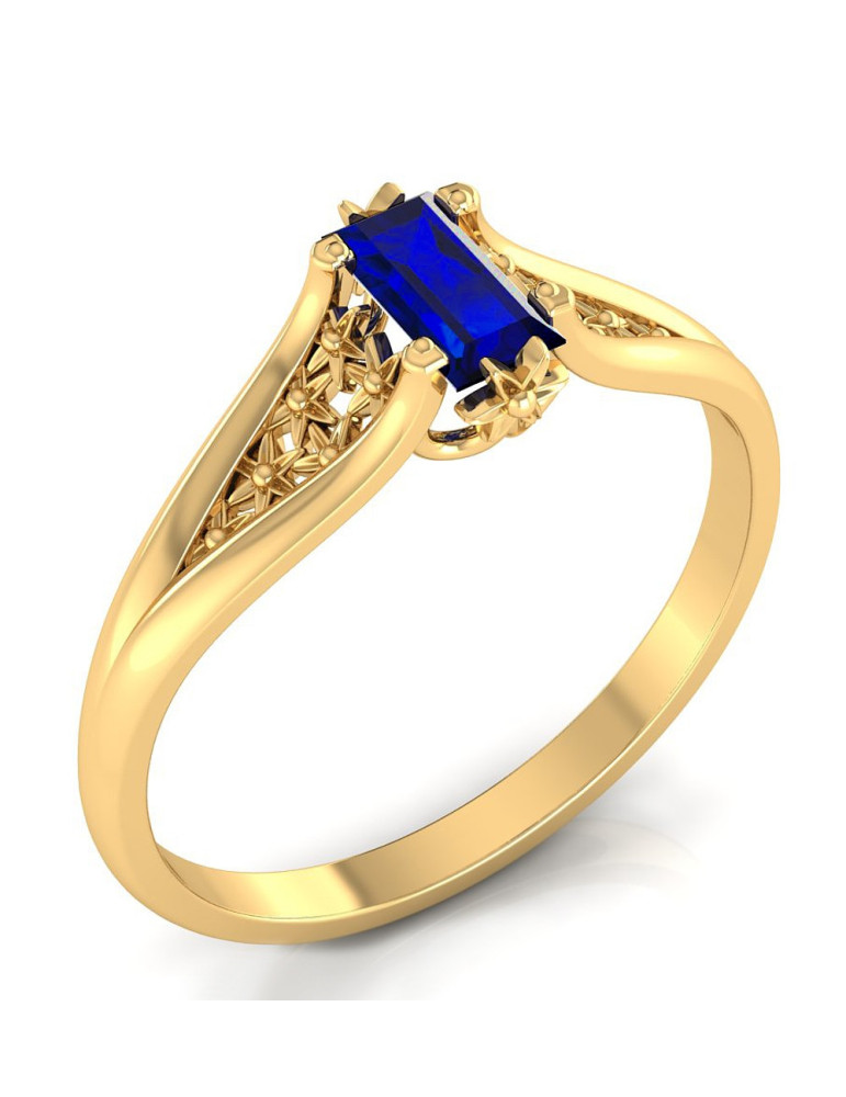 ZŁOTY PIERŚCIONEK ZARĘCZYNOWY Z SZAFIREM PR. 585
