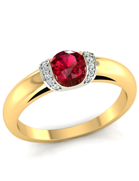 ZŁOTY PIERŚCIONEK ZARĘCZYNOWY Z RUBINEM PR. 585
