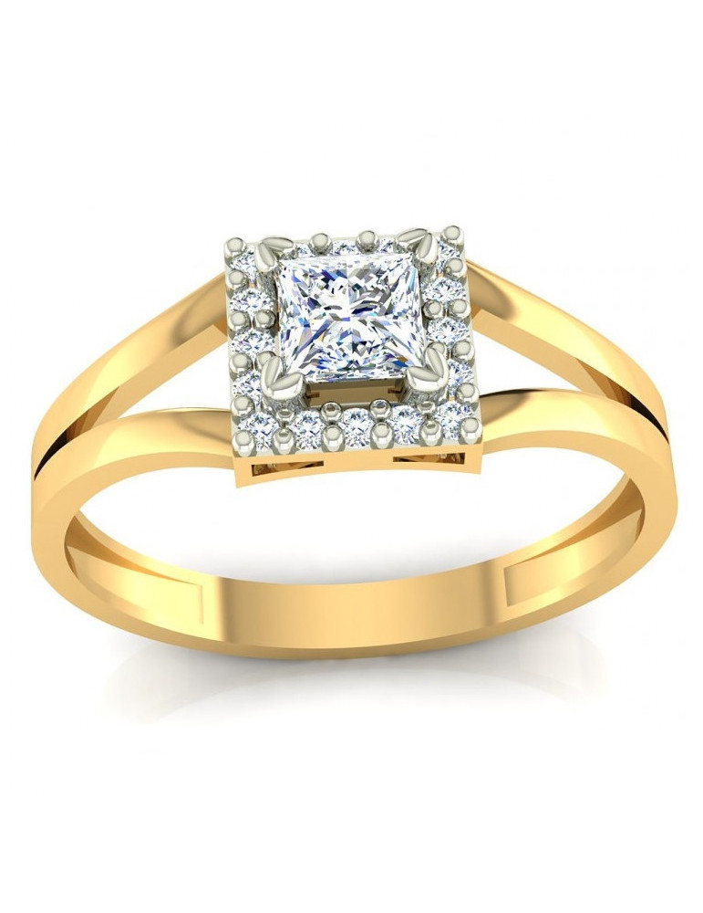 ZŁOTY PIERŚCIONEK ZARĘCZYNOWY KWADRAT PR. 585