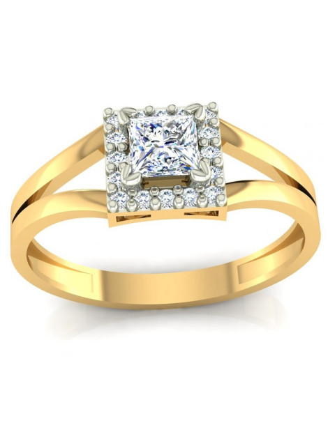 ZŁOTY PIERŚCIONEK ZARĘCZYNOWY KWADRAT PR. 585