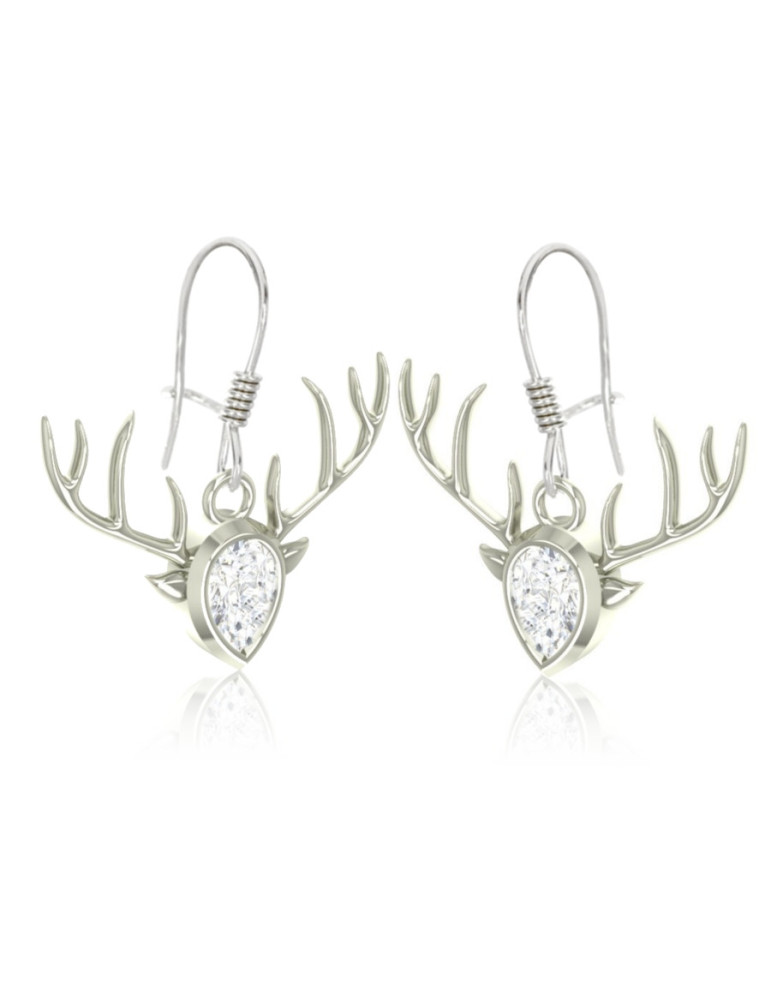 SREBRNE KOLCZYKI JELONEK CYRKONIE PR. 925 ROGACZ JELEŃ