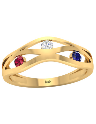 ZŁOTY PIERŚCIONEK Z KOLOROWYMI KAMIENIAMI PR. 585