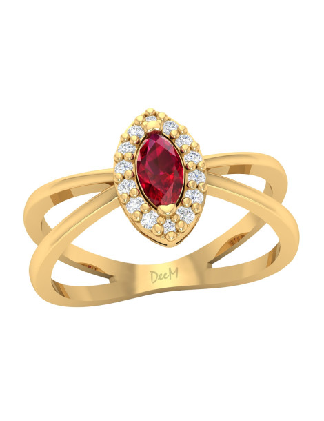 ZŁOTY PIERŚCIONEK ZARĘCZYNOWY Z RUBINEM PR. 585