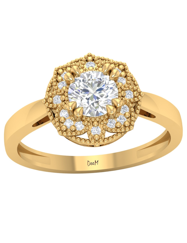 OKRĄGŁY PIERŚCIONEK Z CYRKONIAMI ZE ZŁOTA 585