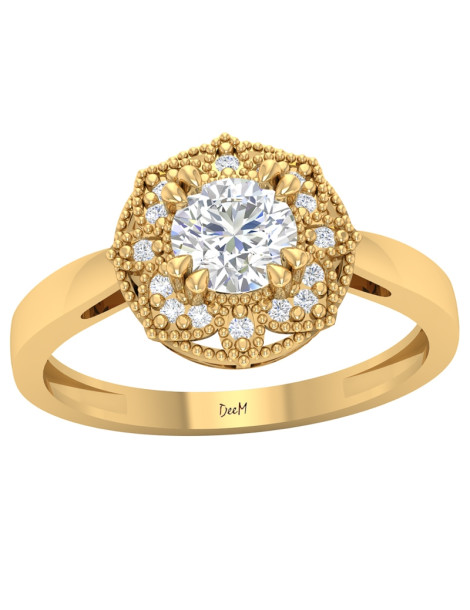 OKRĄGŁY PIERŚCIONEK Z CYRKONIAMI ZE ZŁOTA 585