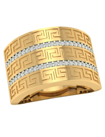 ZŁOTY PIERŚCIONEK WZÓR GRECKI PR. 585 SZEROKI