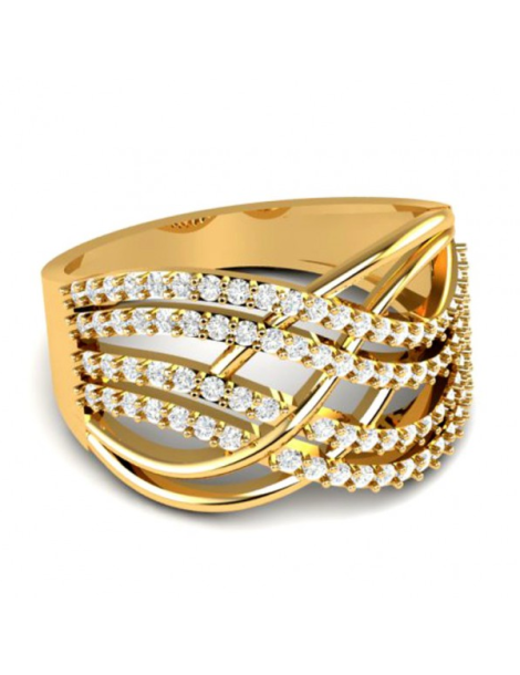 SZEROKI PIERŚCIONEK ZARĘCZYNOWY FALE ZE ZŁOTA PRÓBY 585