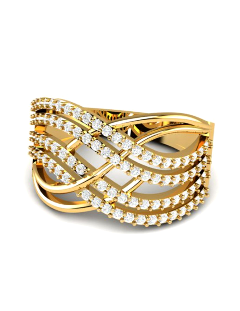 SZEROKI PIERŚCIONEK ZARĘCZYNOWY FALE ZE ZŁOTA PRÓBY 585