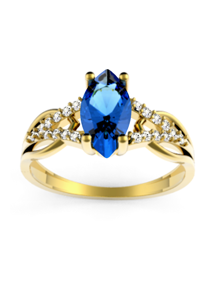 ZŁOTY PIERŚCIONEK ZARĘCZYNOWY Z SZAFIREM PR. 585