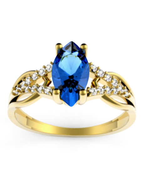 ZŁOTY PIERŚCIONEK ZARĘCZYNOWY Z SZAFIREM PR. 585