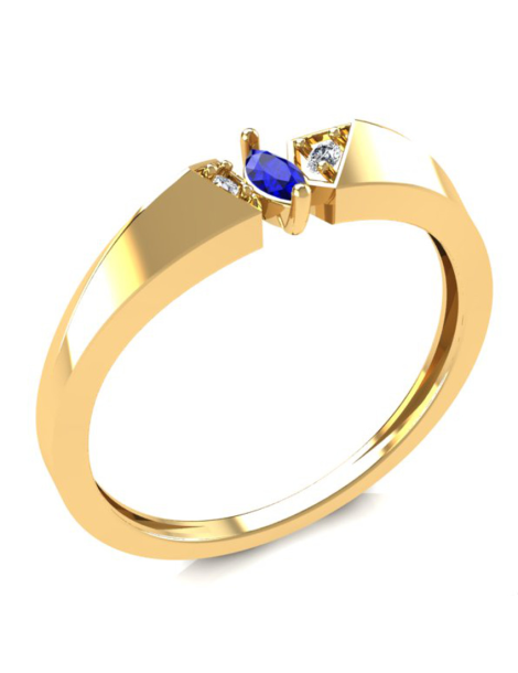 ZŁOTY PIERŚCIONEK ZARĘCZYNOWY Z SZAFIREM PR. 585
