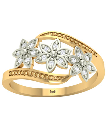 ZŁOTY PIERŚCIONEK KWIATKI PR. 585