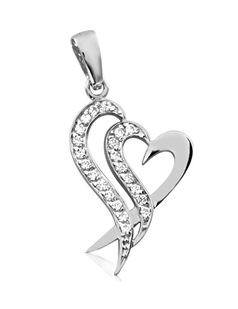 SREBRNY WISIOREK PODWÓJNE SERDUSZKO Z CYRKONIAMI PR. 925