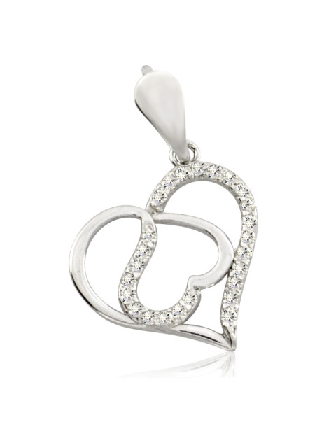 SREBRNY WISIOREK SERCE Z CYRKONIAMI PR. 925