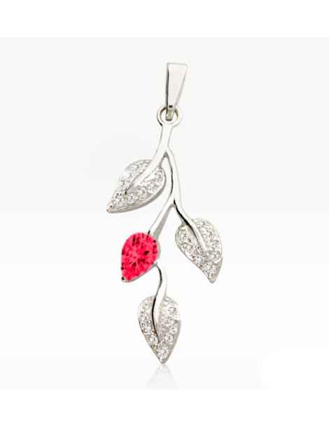 SREBRNY WISIOREK LISTKI Z CYRKONIAMI PR. 925 - RÓŻNE KOLORY