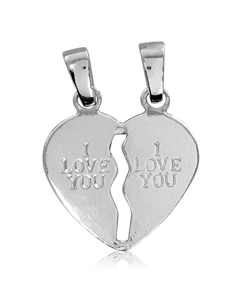 SREBRNY WISIOREK ŁAMANE SERDUSZKO I LOVE YOU PR. 925