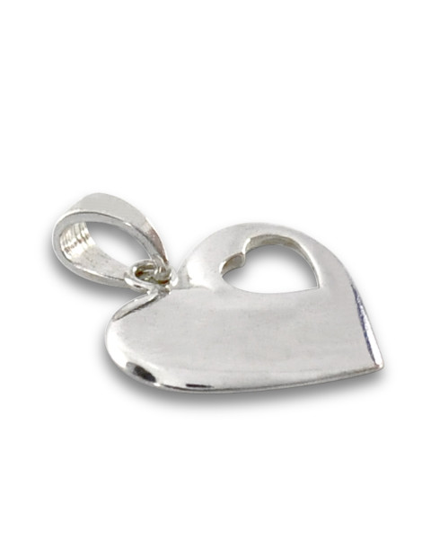 SREBRNY WISIOREK SERCE Z WYCIĘTYM SERDUSZKIEM PR. 925 + GRAWER