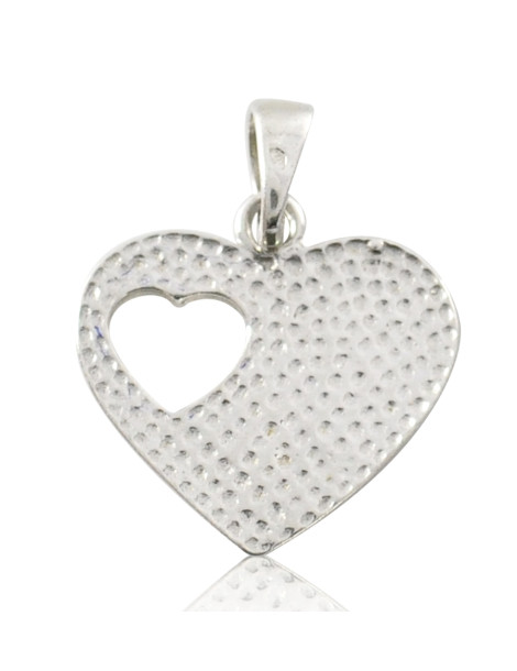 SREBRNY WISIOREK SERCE Z WYCIĘTYM SERDUSZKIEM PR. 925 + GRAWER