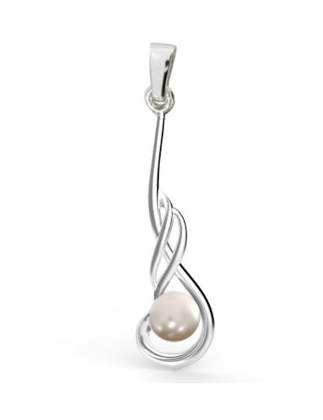 SREBRNY WISIOREK Z PERŁĄ DŁUGI PR. 925