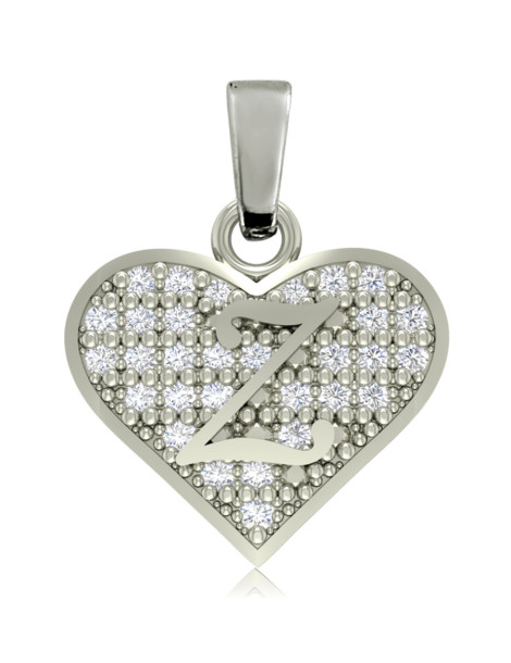 SREBRNY WISIOREK SERDUSZKO Z LITERKĄ PR. 925 CAŁY ALFABET