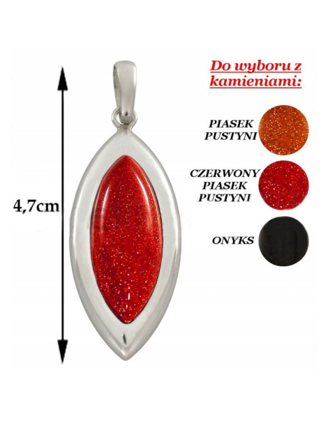 SREBRNY WISIOREK Z PIASKIEM PUSTYNI ONYKSEM PR. 925