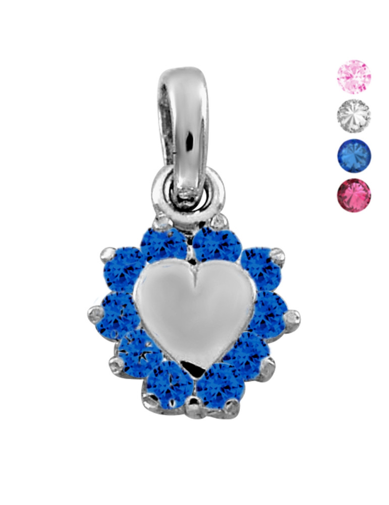 SREBRNY WISIOREK SERDUSZKO Z CYRKONIAMI PR. 925 RÓŻNE KOLORY