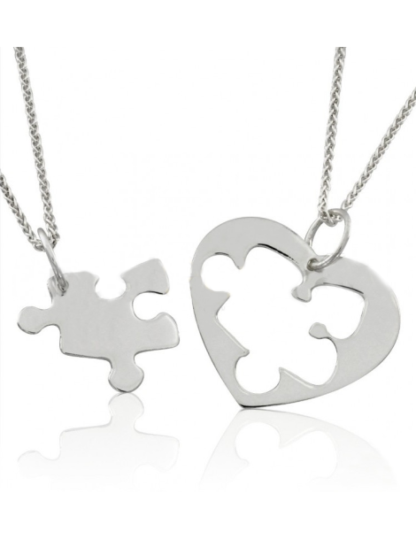 PODWÓJNY WISIOREK SERCE Z PUZZLEM PUZZEL PR. 925 + GRAWER GRATIS!