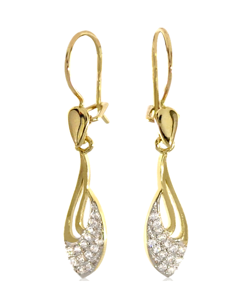 Wiszące kolczyki ze złota próby 585 na biglu